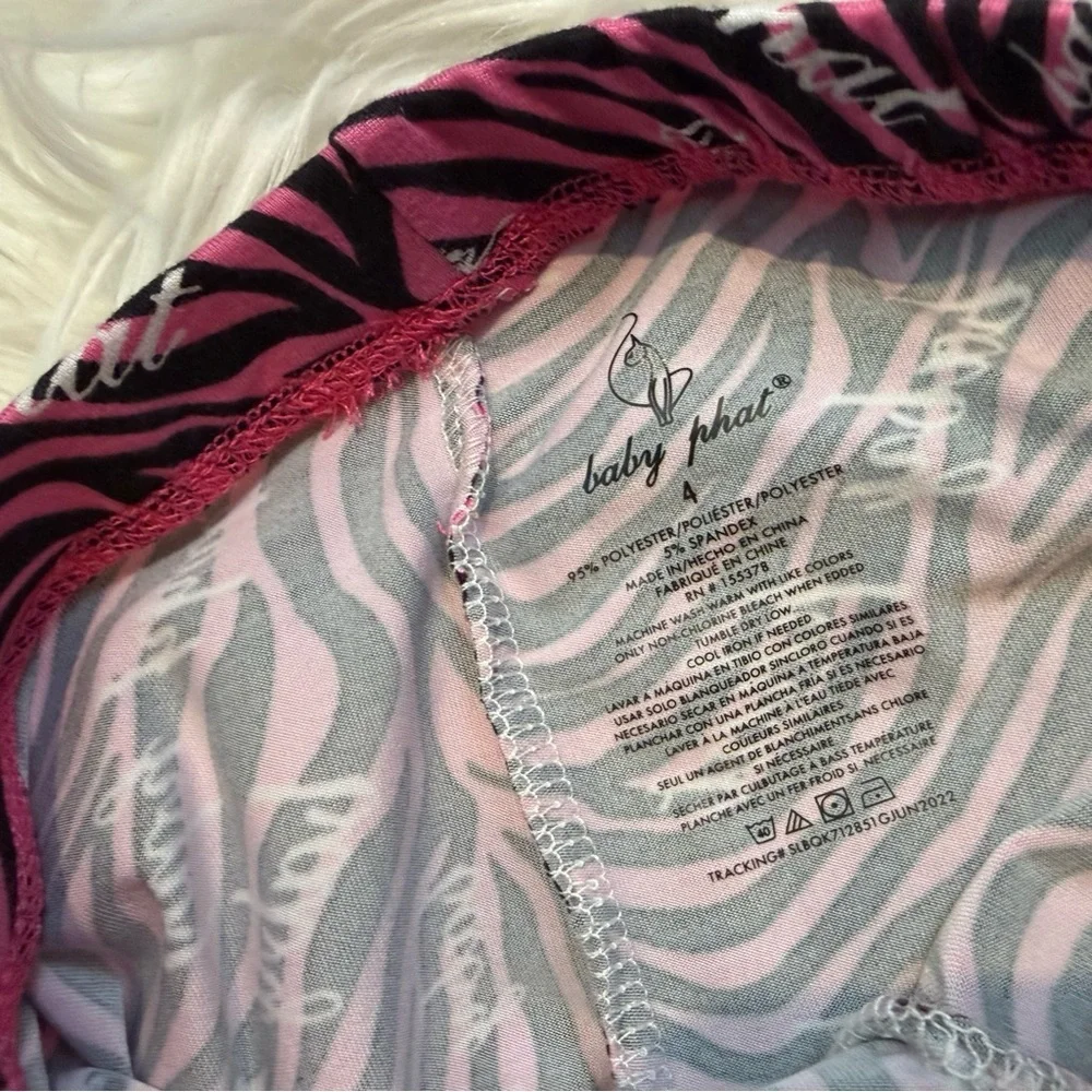 Baby Phat Girls Size 4 Gray‎ Hoodie Pink Zebra Leggings 2 Piece Set NWT